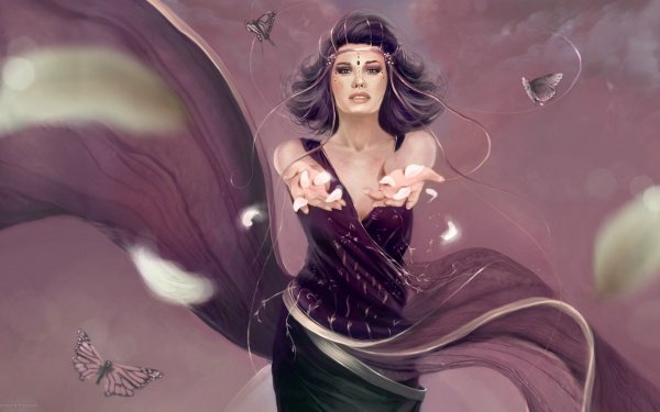 Women Artistic Fantasy Butterfly Purple HD Wallpaper | Background Image