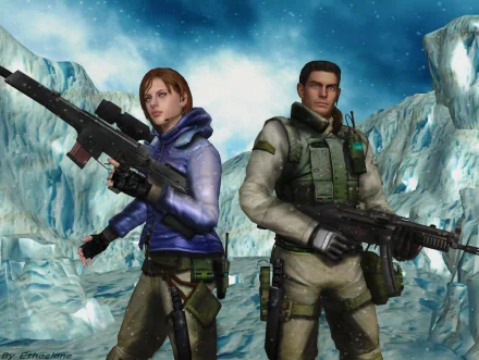 Chris Redfield Jill Valentine video game Resident Evil: The Umbrella Chronicles HD Desktop Wallpaper | Background Image