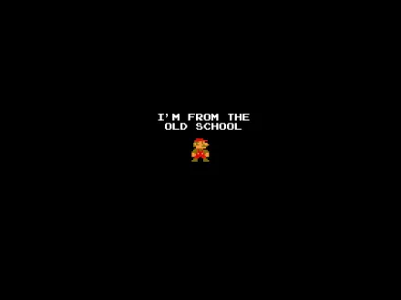 HD PC desktop wallpaper featuring classic pixelated Mario with the text I'M FROM THE OLD SCHOOL on a black background, celebrating retro video games.