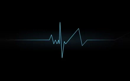 Abstract black HD desktop wallpaper featuring an artistic pulse waveform glowing softly against a dark background.