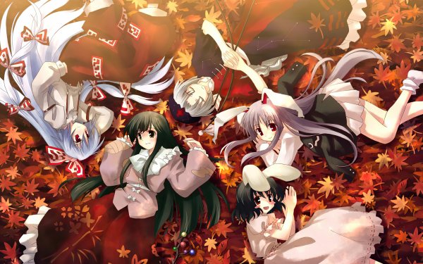 Anime Touhou Fujiwara no Mokou Eirin Yagokoro Kaguya Houraisan Tewi Inaba Reisen Udongein Inaba HD Wallpaper | Background Image