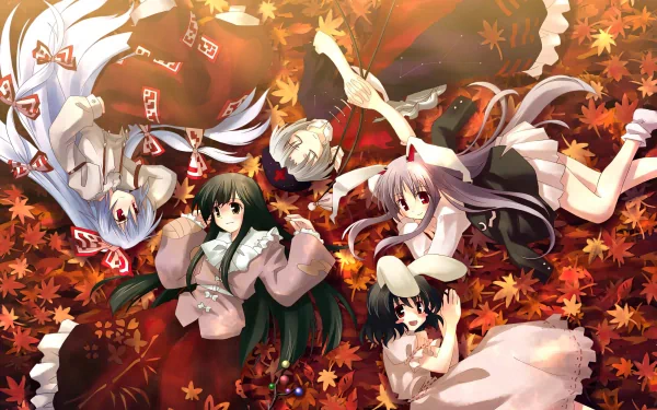 Reisen Udongein Inaba Tewi Inaba Kaguya Houraisan Eirin Yagokoro Fujiwara no Mokou Anime Touhou HD Desktop Wallpaper | Background Image