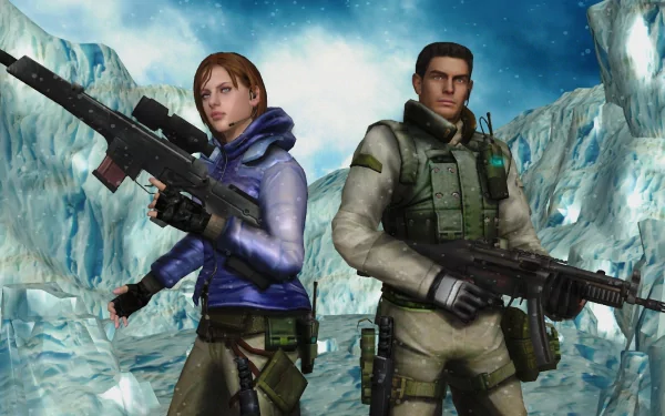 Chris Redfield Jill Valentine video game Resident Evil: The Umbrella Chronicles HD Desktop Wallpaper | Background Image