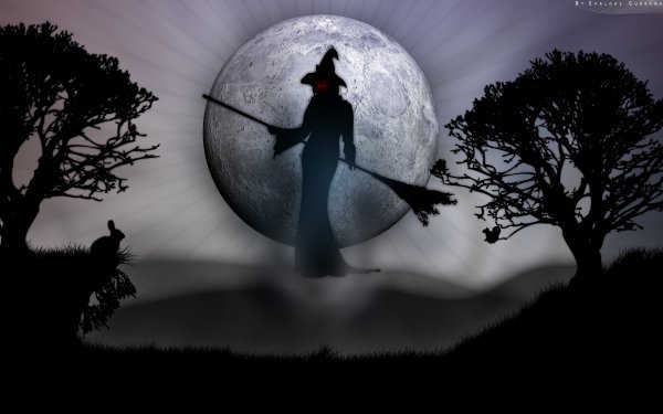 Holiday Halloween Witch Red Eyes Moon Spooky Rabbit HD Wallpaper | Background Image