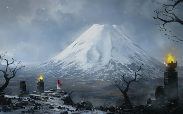 Fantasy Landscape Winter Mountain Snow HD Wallpaper | Background Image
