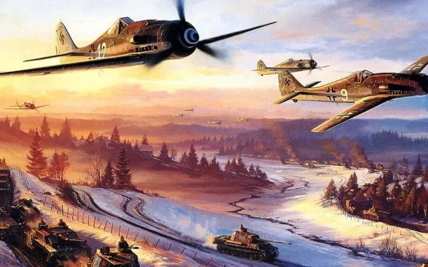  German FW 190 over a German Armored convoy
