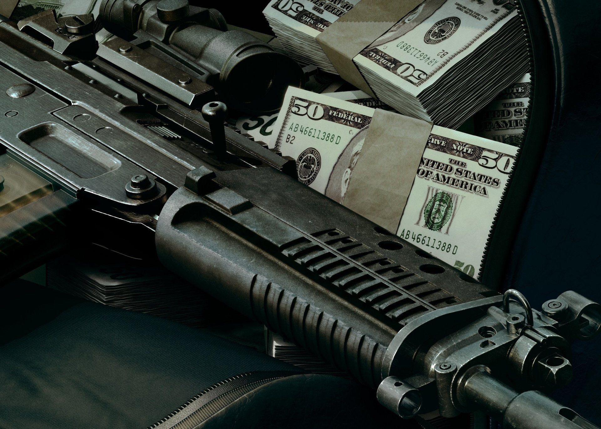 Cash & Caliber: HD Assault Rifle Wallpaper | 1977x1413 | Wallpaper Abyss