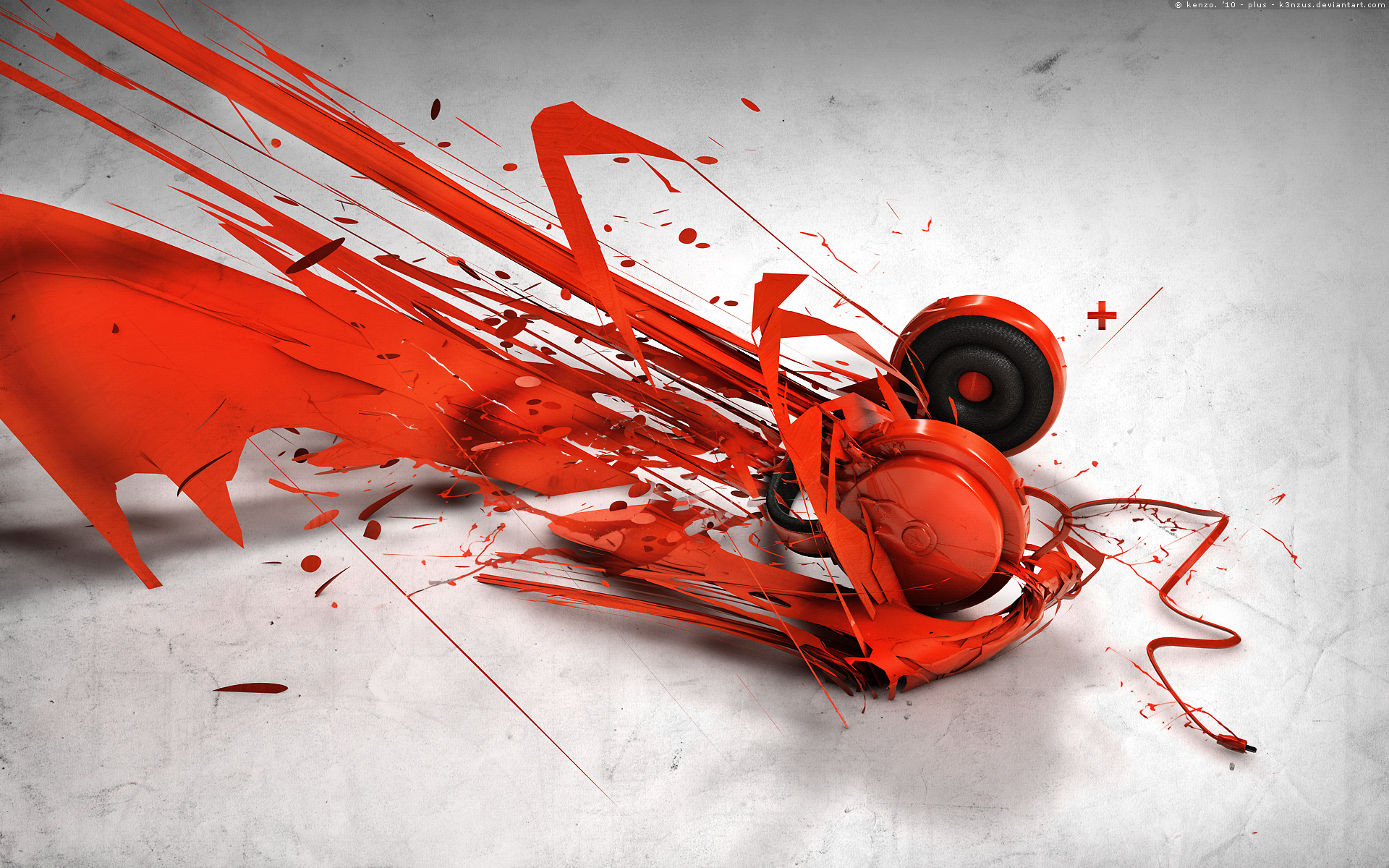 Red headphones by Bruno Kenzo