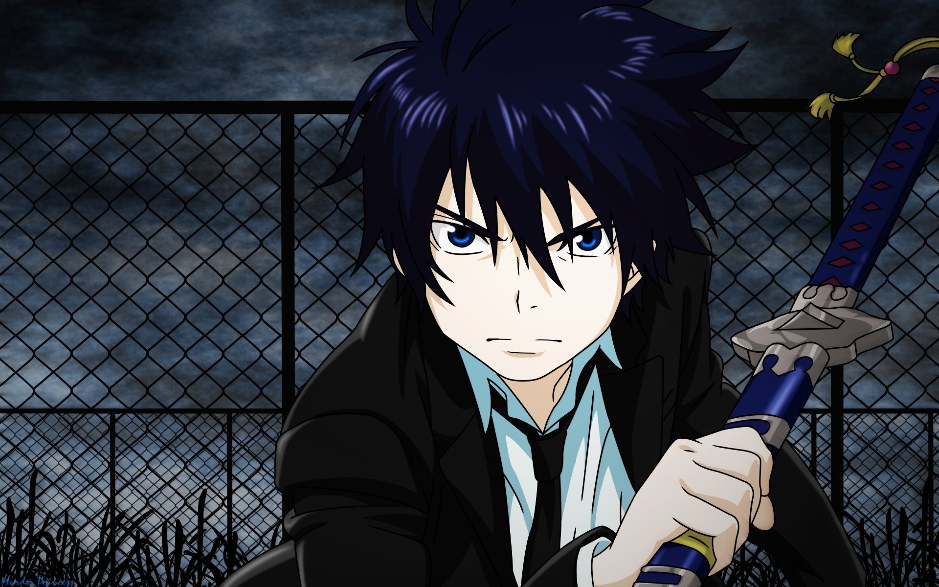 Download Blue Eyes Blue Hair Kurikara Blue Exorcist Rin Okumura Ao No Exorcist Anime Blue