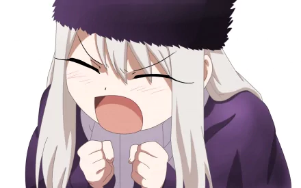 A vibrant HD wallpaper featuring Illyasviel Von Einzbern from the anime Fate/Zero, showcasing her expressive, animated emotions in a visually striking design.