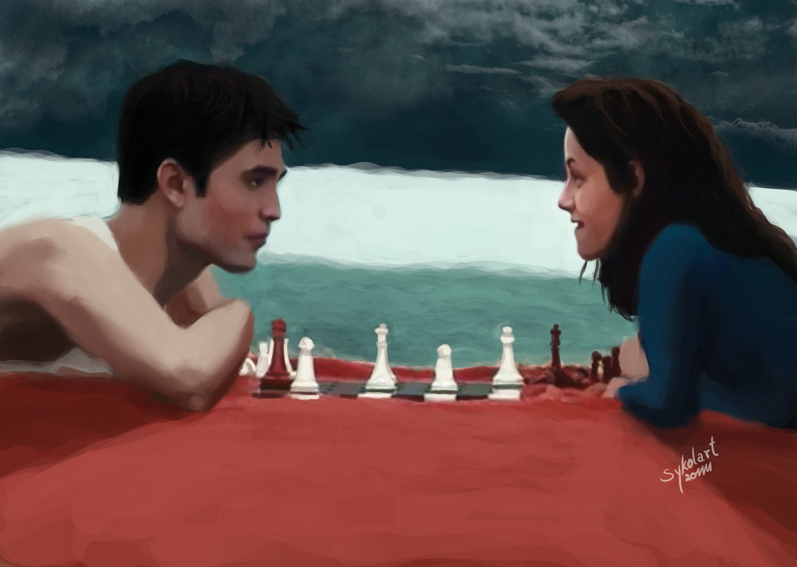 Twilight Edward and Bella love by sykolart