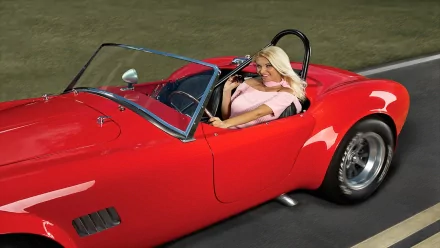 A stylish woman drives a classic red convertible car, exuding confidence and elegance. This HD wallpaper captures the vibrant energy of girls and cars.