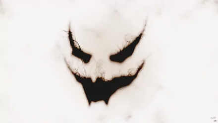 Dark, artistic HD PC wallpaper featuring a smoky, sinister face with sharp eyes and a jagged mouth on a white background.