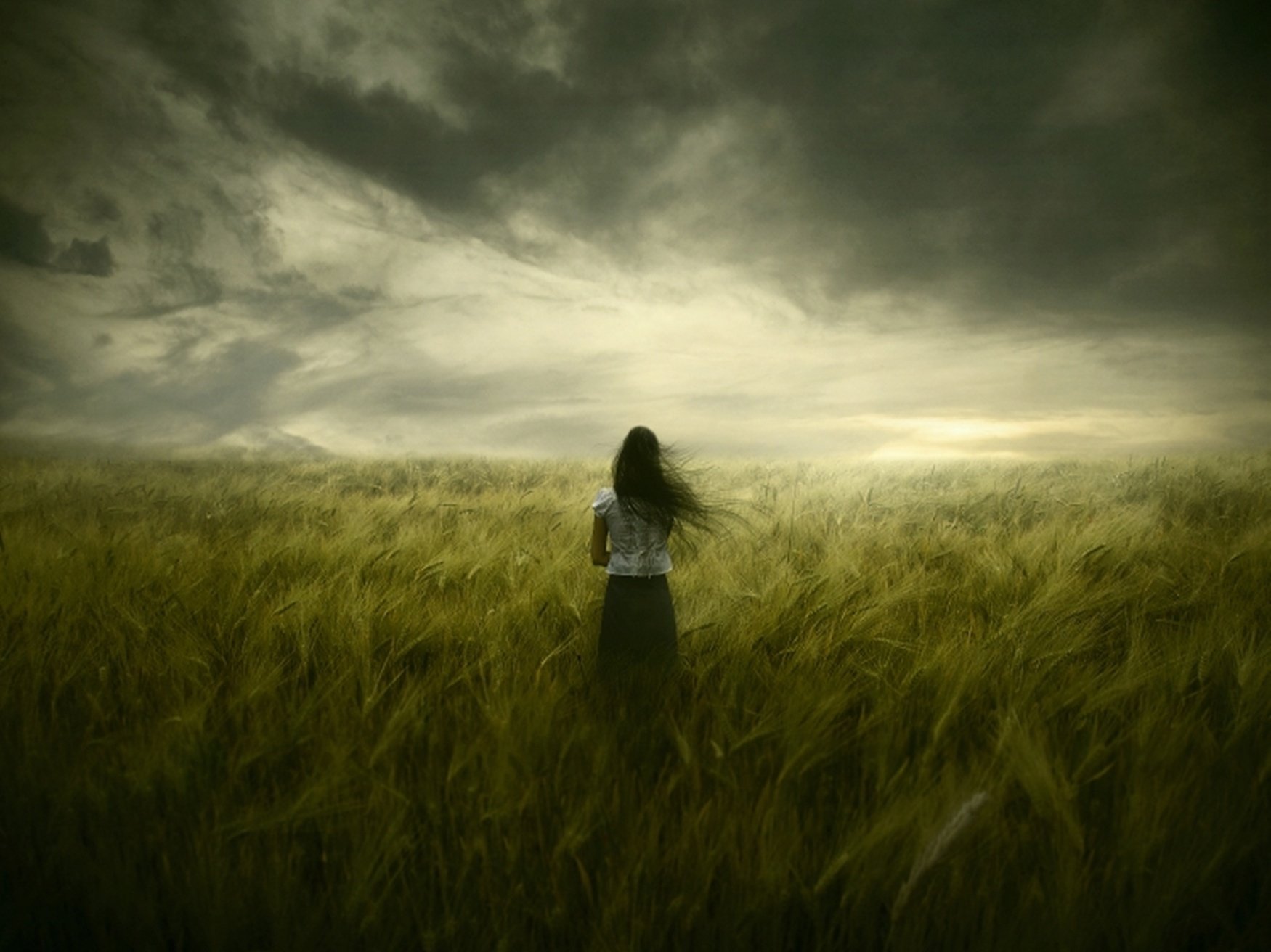 Serene Woman in Field - Artistic HD Wallpaper, image size:1750x1312