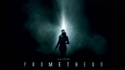 HD PC desktop wallpaper featuring a silhouetted figure standing in a beam of light, inspired by the movie Prometheus with a dark, atmospheric background.