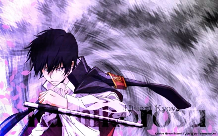 Dynamic HD wallpaper of Kyoya Hibari from the anime Katekyō Hitman Reborn!, showcasing his intense character and action-packed style against a vibrant background.