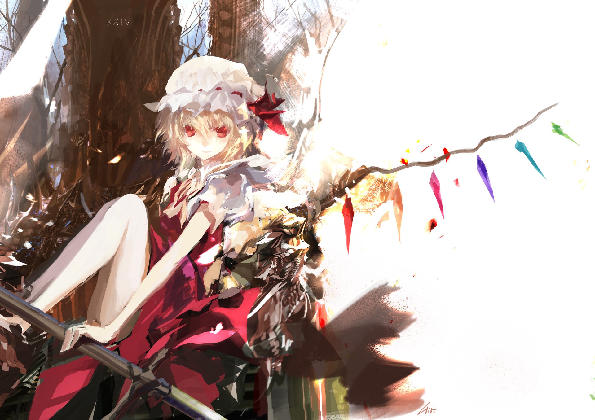 Download Wings Flandre Scarlet Anime Touhou HD Wallpaper by Lin+