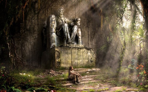 Science Fiction Post Apocalyptique Statue Jungle Vladimir Manyuhina Fond d'écran HD | Image