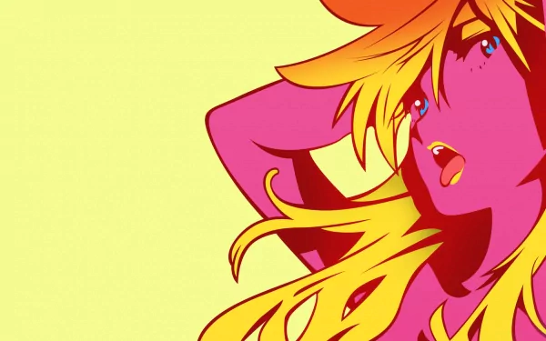 Vibrant HD wallpaper featuring Panty from Panty & Stocking with Garterbelt, showcasing her striking design against a bright yellow background.