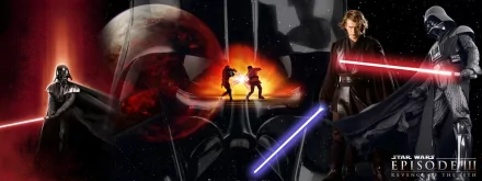 cape mask helmet belt Jedi Sith (Star Wars) blue lightsaber red lightsaber lightsaber Obi-Wan Kenobi Anakin Skywalker Darth Vader movie Star Wars Episode III: Revenge Of The Sith HD Desktop Wallpaper | Background Image