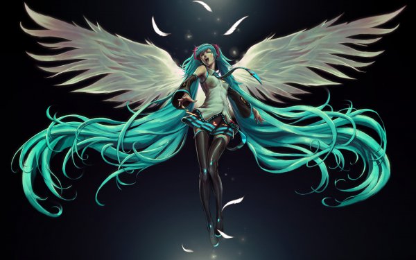Anime Vocaloid Hatsune Miku Angel Wings HD Wallpaper | Background Image