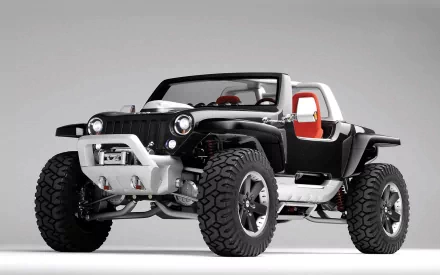 A sleek, modern Jeep with bold tires and a striking design, featured as an HD desktop wallpaper and background, showcasing its rugged appeal and adventurous spirit.