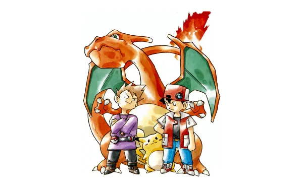 Red (Pokémon) Blue (Pokémon) Pikachu Charizard (Pokémon) video game Pokemon: Red and Blue HD Desktop Wallpaper | Background Image