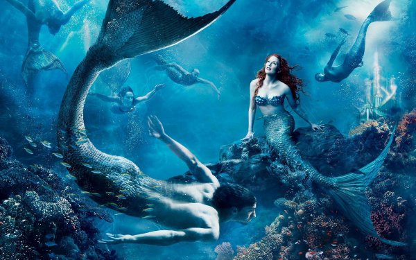 Fantasy Mermaid Julianne Moore Blue Merman Ariel Atlantica HD Wallpaper | Background Image