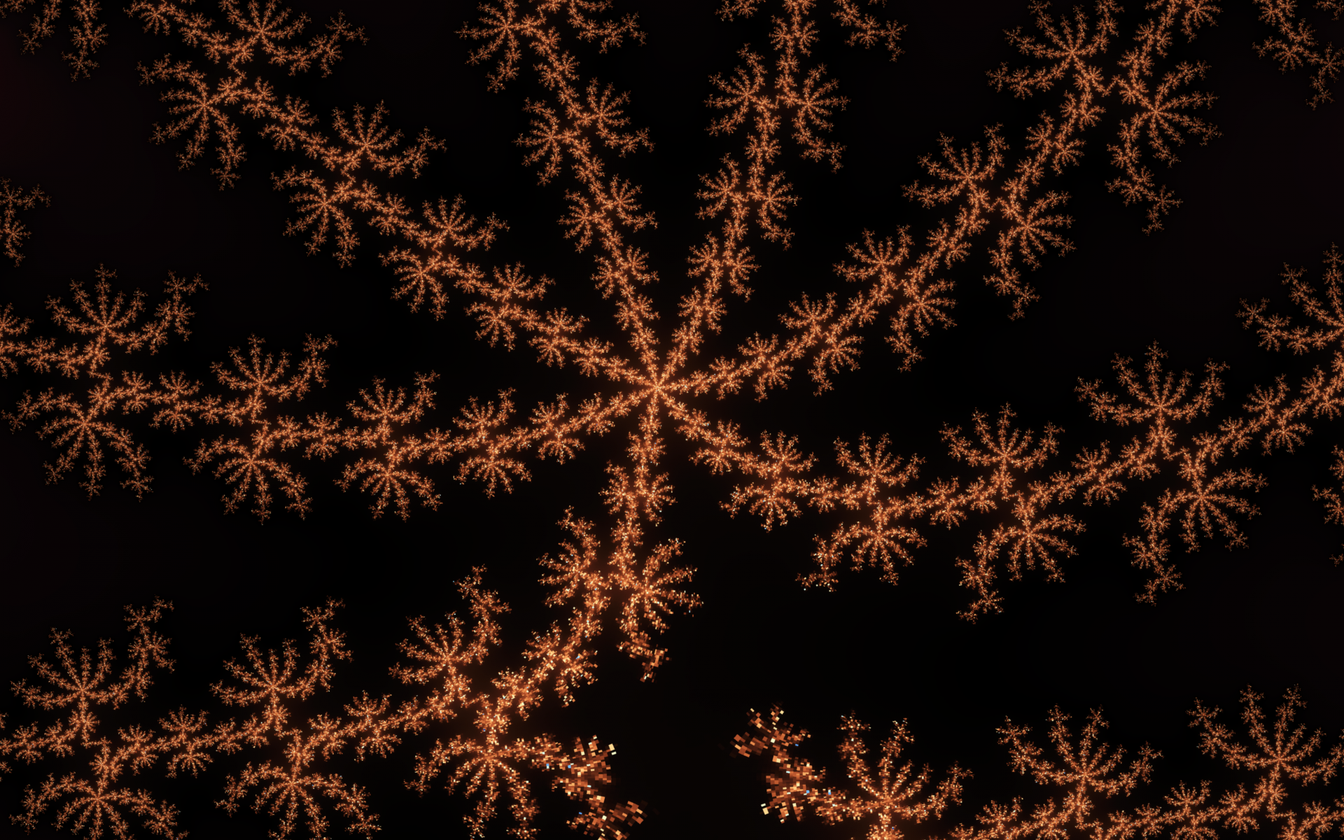 Abstract fractal design with intricate, branching patterns in warm tones against a dark background, rendered in 4K Ultra HD for a striking PC desktop wallpaper.