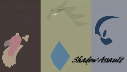 HD PC desktop wallpaper featuring stylized silhouettes of Mandibuzz, Tyranitar, and Absol from Pokémon with minimalist anime design elements.