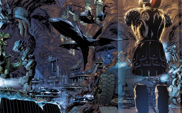 Comics Batman & Robin Batman Dinosaur Armor Batcave DC Comics HD Wallpaper | Background Image