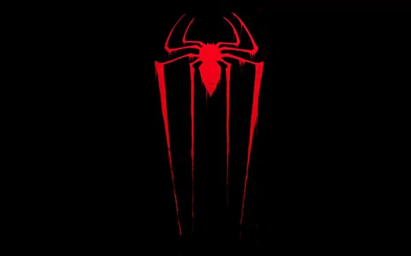 A striking HD wallpaper featuring the iconic Spider-Man logo in red against a black background, inspired by the movie The Amazing Spider-Man.