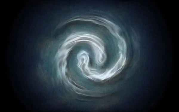A swirling mist on a dark background, inspired by the anime Avatar: The Last Airbender, captures the essence of elemental bending in this HD PC desktop wallpaper.