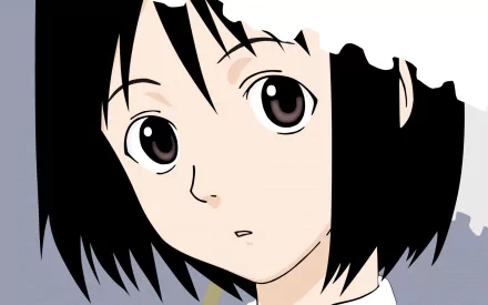 HD PC desktop wallpaper featuring Misaki Nakahara from the anime Welcome To The N.H.K., showcasing her detailed face and short black hair.