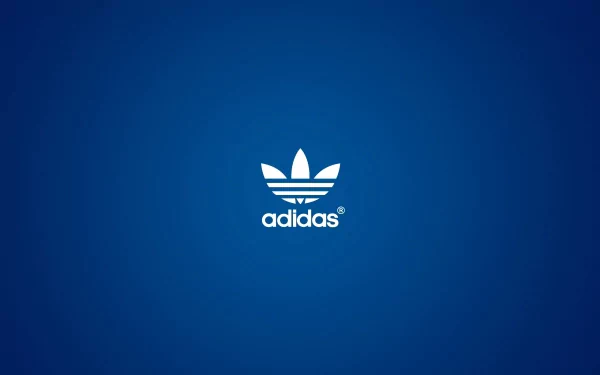 HD desktop wallpaper featuring a sleek blue background with the iconic white Adidas logo prominently displayed. A stylish addition to your digital workspace.