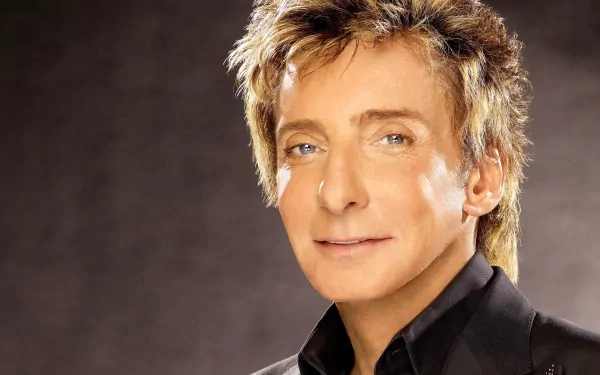HD desktop wallpaper featuring a close-up portrait of Barry Manilow, highlighting his classic style and musical legacy.