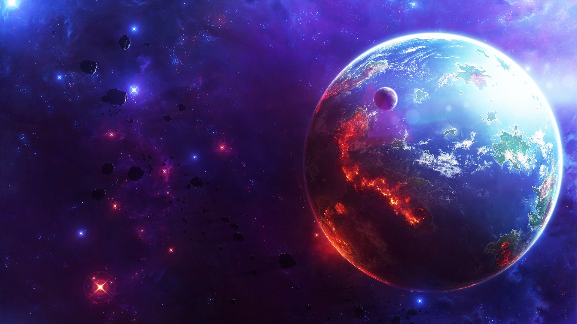HD Sci-Fi Planet: Cosmic Blaze in High Definition | 1920x1080 ...