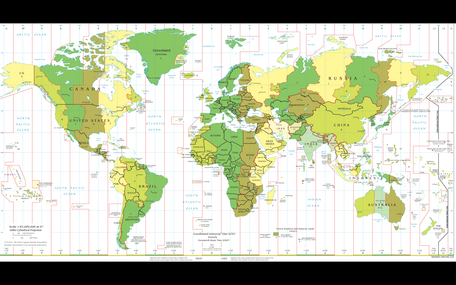 Timezone. Часовые пояса Евразии. Карта 