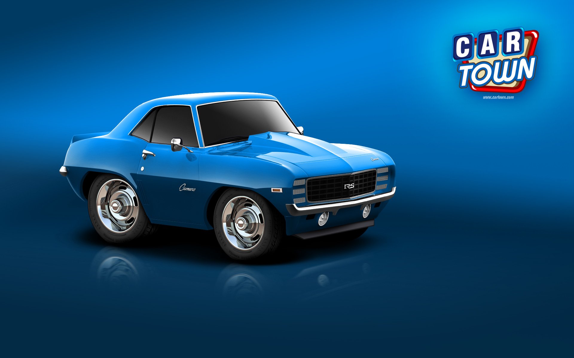 1920x1200 Blue '69 Camaro by Moxxi