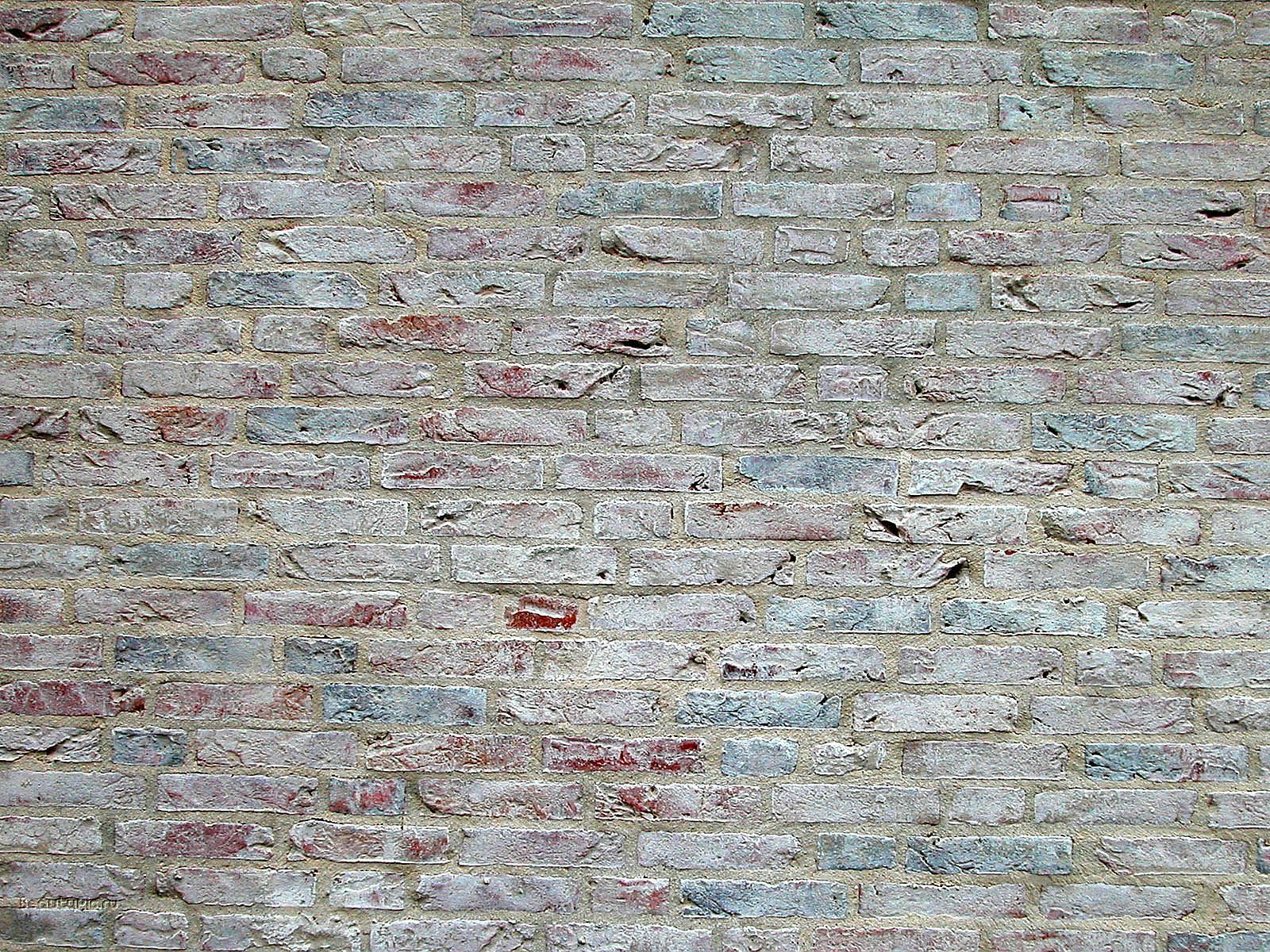 HD photography of a textured brick wall with weathered, light-colored bricks, designed as a PC desktop wallpaper and background.