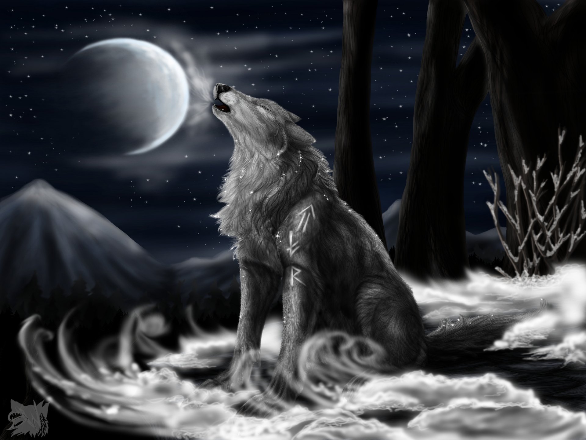 Majestic Wolf Howl – 4K Ultra HD Artistic Animal Wallpaper | 4000x3000 ...