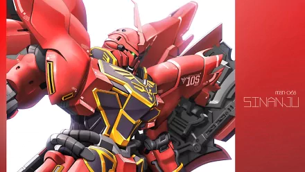 HD PC desktop wallpaper featuring a detailed red Gundam Unicorn mech from the anime Gundam, showcasing bold armor and mechanical design elements.