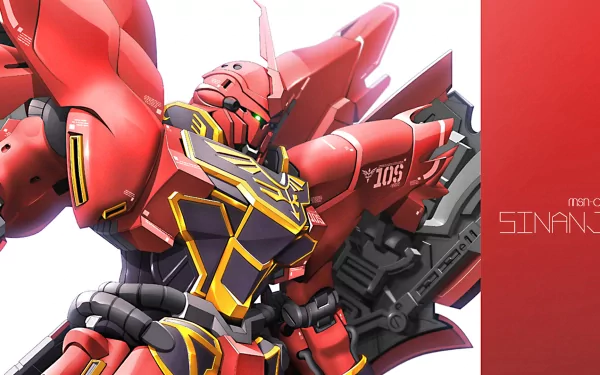 HD PC desktop wallpaper featuring a detailed red Gundam Unicorn mech from the anime Gundam, showcasing bold armor and mechanical design elements.