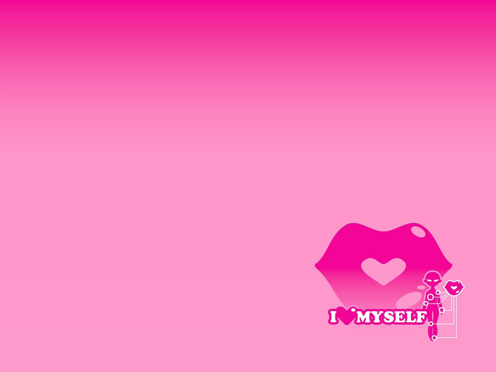 HD desktop wallpaper featuring bright pink lips with a heart-shaped cutout, set against a vibrant pink background with playful, funny elements.