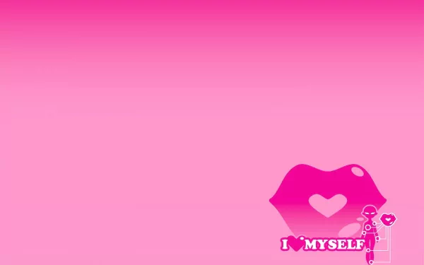 HD desktop wallpaper featuring bright pink lips with a heart-shaped cutout, set against a vibrant pink background with playful, funny elements.