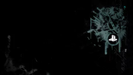 HD desktop wallpaper featuring a dynamic design inspired by video games and PlayStation, showcasing bold graphics against a dark background.