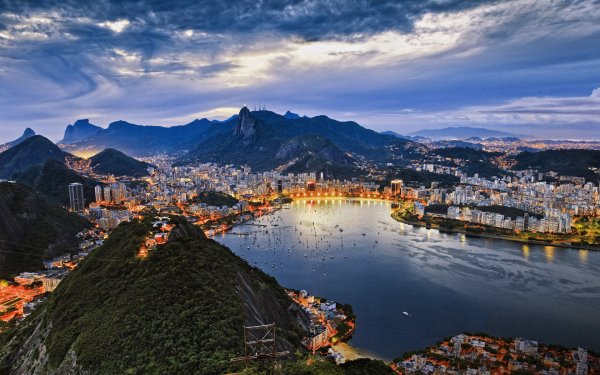 Man Made Rio De Janeiro Cities Brazil Cityscape Light Night Architecture Building HD Wallpaper | Background Image