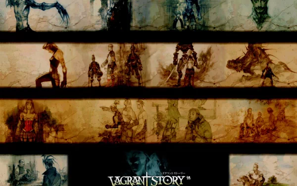 A richly detailed HD wallpaper featuring characters and scenes from the video game Vagrant Story, showcasing its unique art style and captivating atmosphere.