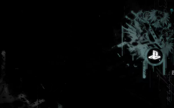 HD desktop wallpaper featuring a dynamic design inspired by video games and PlayStation, showcasing bold graphics against a dark background.