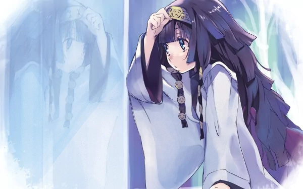 HD desktop wallpaper featuring Alluka Zoldyck from the anime Hunter x Hunter. Alluka is depicted looking reflective near a window.